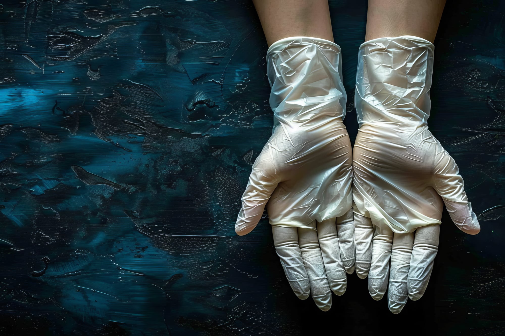 Professional wearing disposable gloves